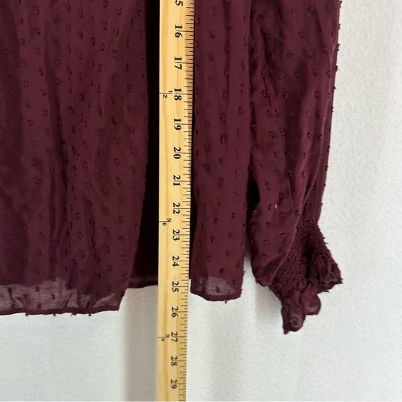 H&M Chiffon Clip Dot V Neck Long Sleeve Blouse SIZE 8 Red - Picture 6 of 9